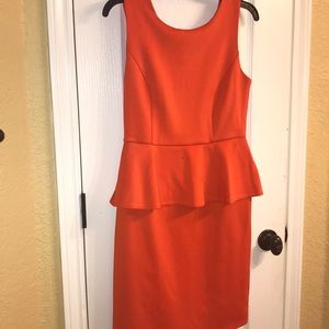 orange sleeveless  business casual dress